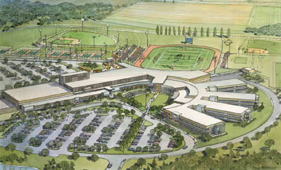 Illustrations of what the new high school will look like when completed in 2013.