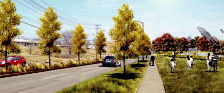 The current view along Providence Road from Elm Street to the Broadway intersection and illustrations of improvements envisioned by urban planners.