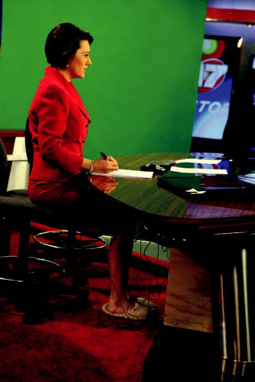 Schaefer did the first broadcast of the 5 p.m. news in her slippers.