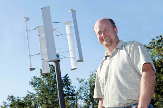 Midwest Power Solutions owner Colin Malaker recently installed one of his wind turbines at his dental practice, Sterling Dental Care. The wind turbine can produce up to 12 kilowatts per hour with 25 mph wind speeds.