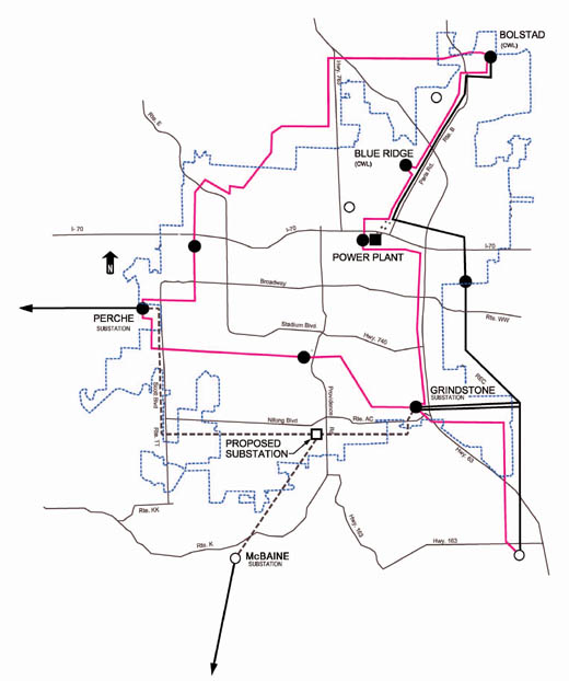 Power line extension map