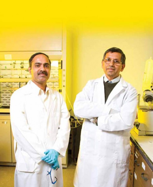 Kattesh Katti (right) and Raghuraman Kannan, co-founders of Nanoparticle Biochem Inc.