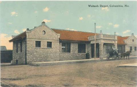 A postcard featuring Wabash Station, early 1900s. The building is now used for the COMO Connect offices.