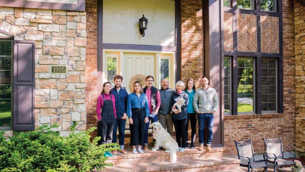 The Brand family of Columbia on their front porch posing for the Front Door Project