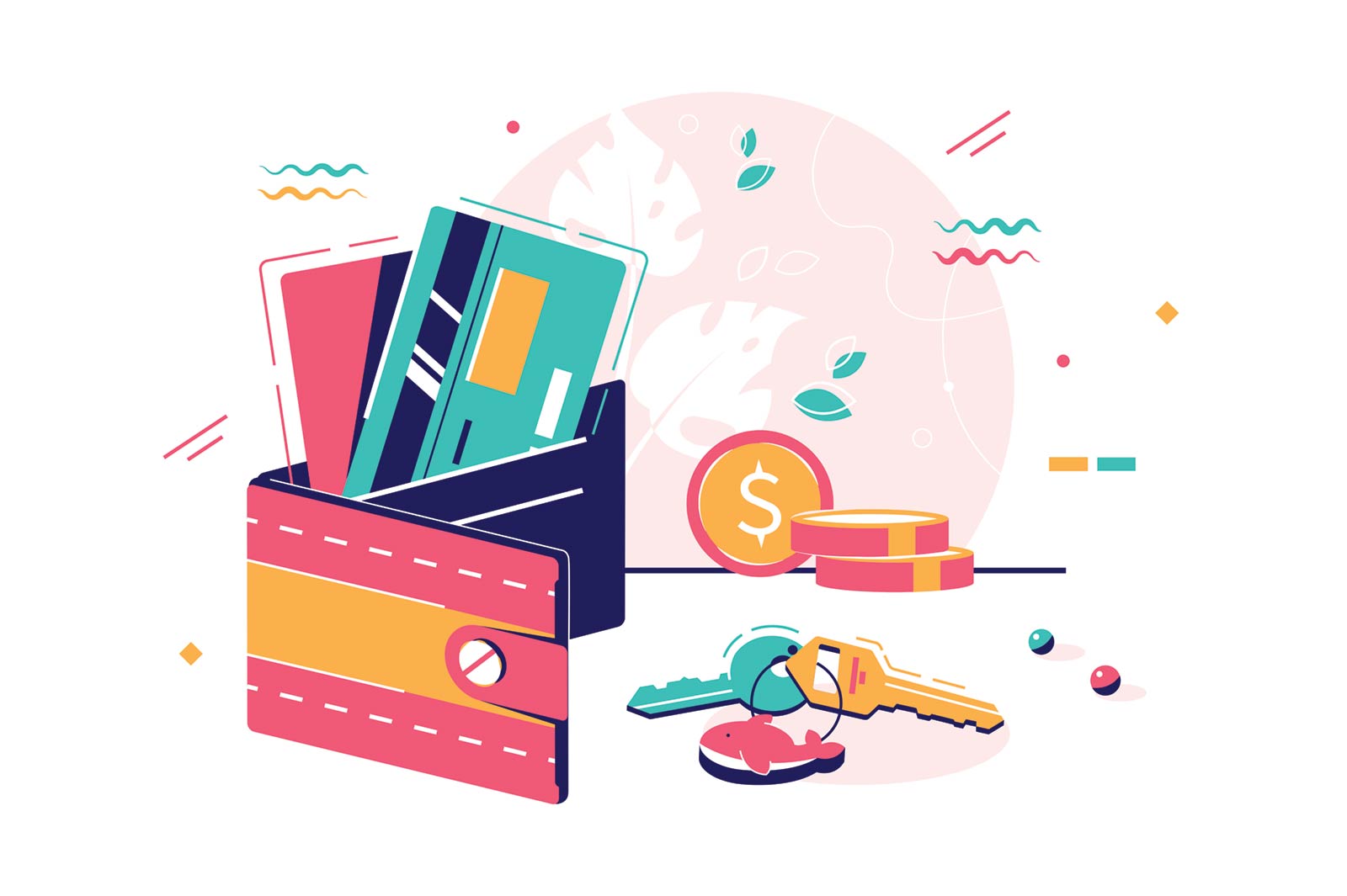 Wallet Illustration with modern design elements