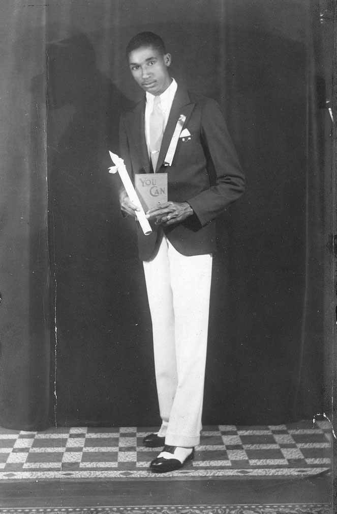 Black-and-white-photograph-of-Lloyd-Gaines-upon-Unknown-Graduation