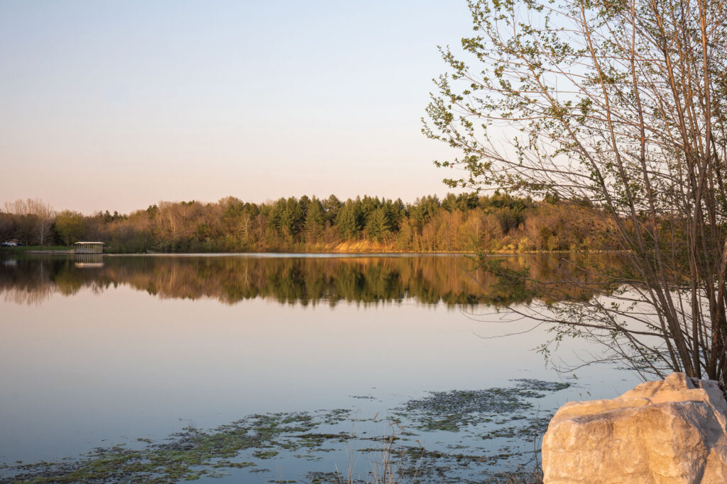 lake side view from Finger Lakes Park at dusk