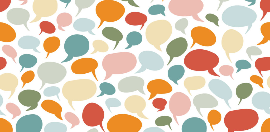 illustration of a pattern of colorful speech bubbles