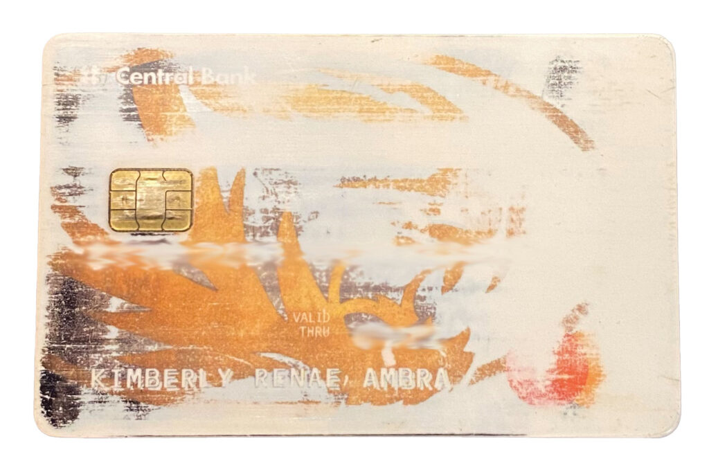 a worn down debit card issued by Central Bank