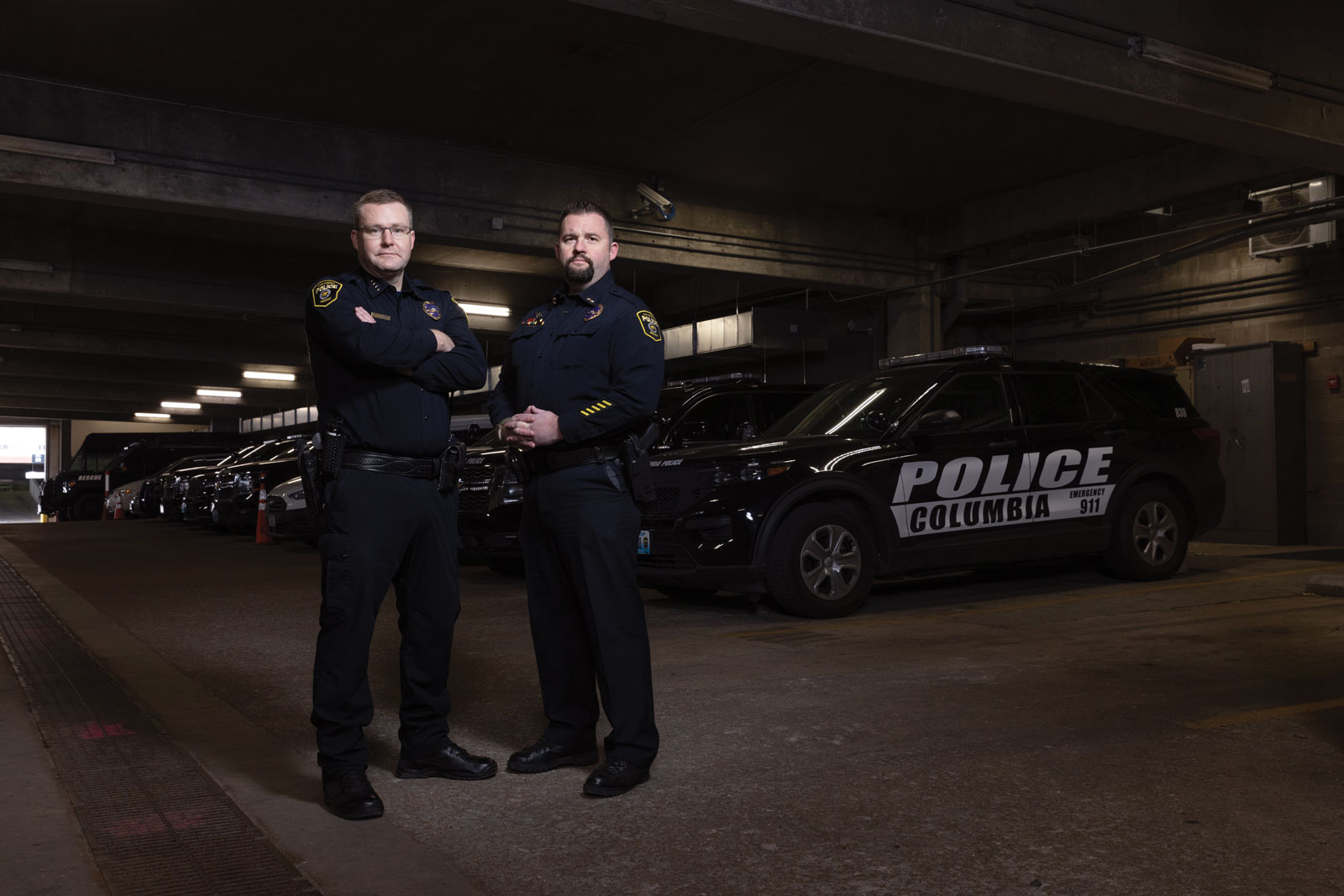 Chief of Police Geoff Jones (left) and Assistant Police Chief, Investigative Operations Support Bureau Jeremiah Hunter (right)