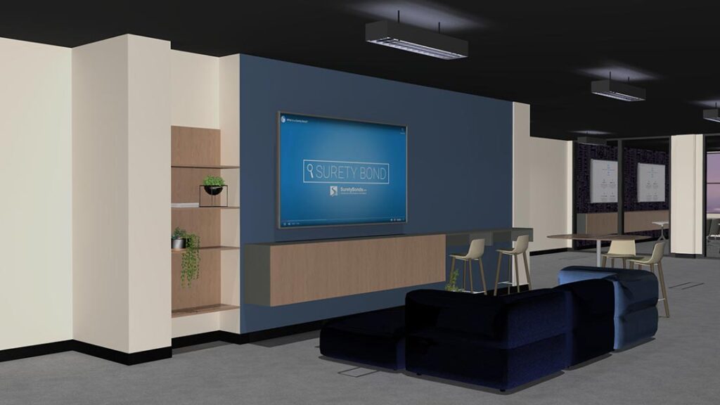 mock up of interior of surety bond lounge