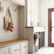 Entryway Bench Cabinets And Built In Dog Crate