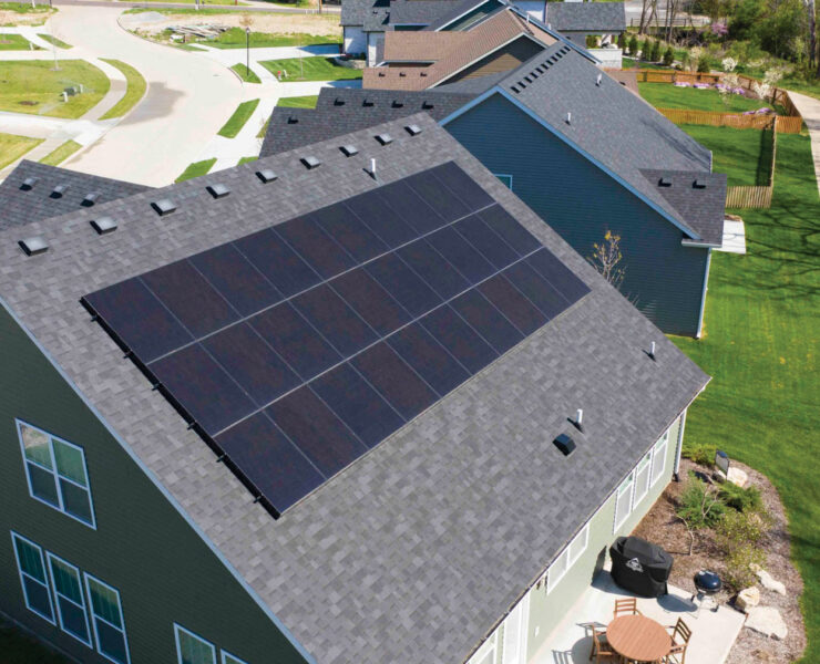 residential houses with solar panels