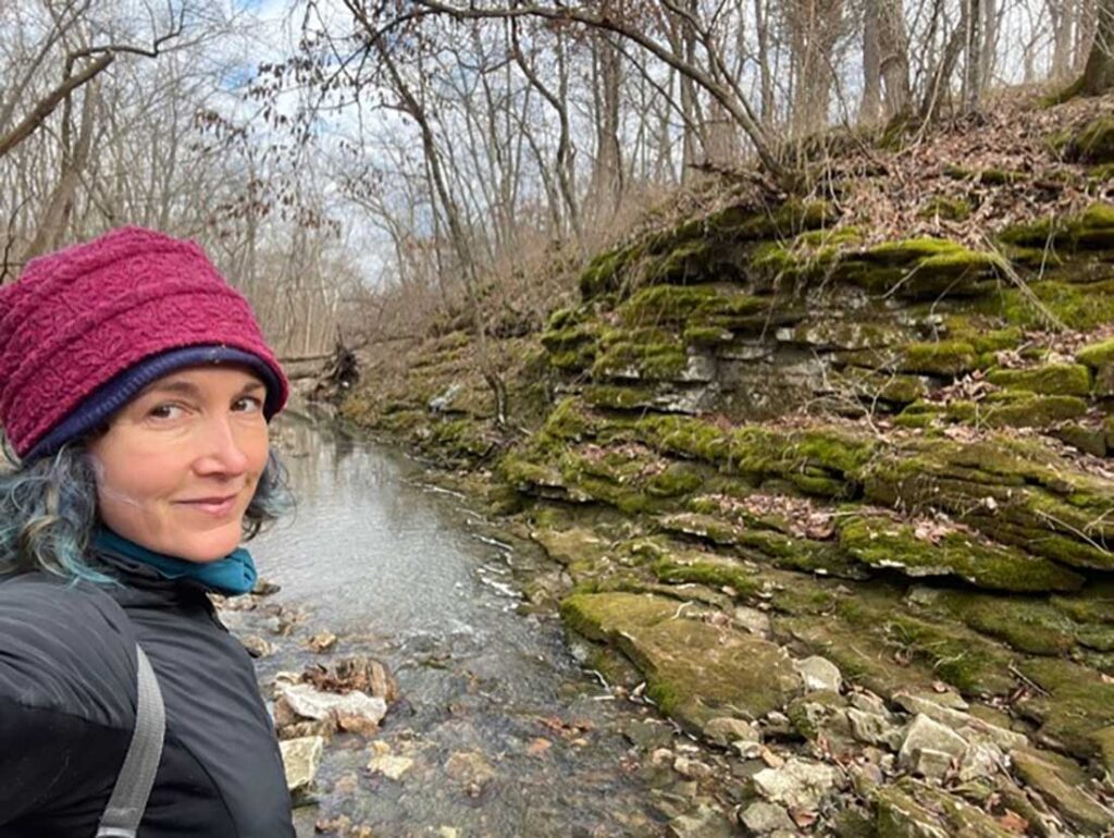 Hiking guidebook author Ginger Schweikert at th Gans Creek Nature Area.