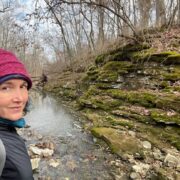 Hiking guidebook author Ginger Schweikert at th Gans Creek Nature Area.