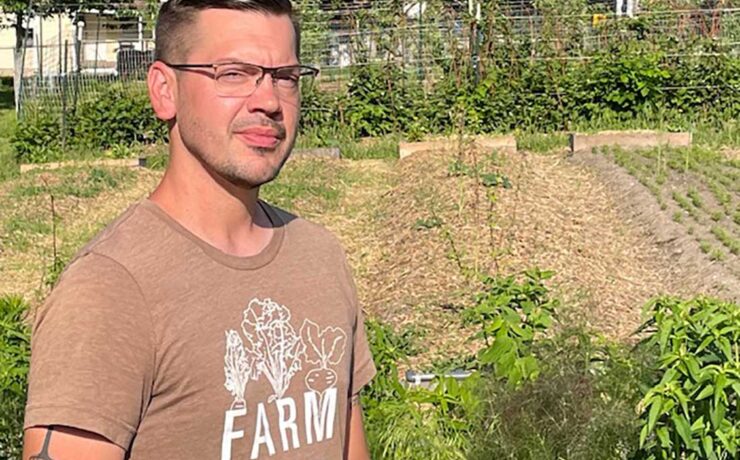 Dustin Cook, manager of the Columbia Urban Veterans Farm
