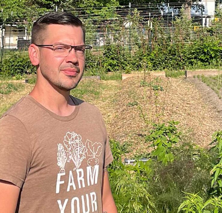 Dustin Cook, manager of the Columbia Urban Veterans Farm