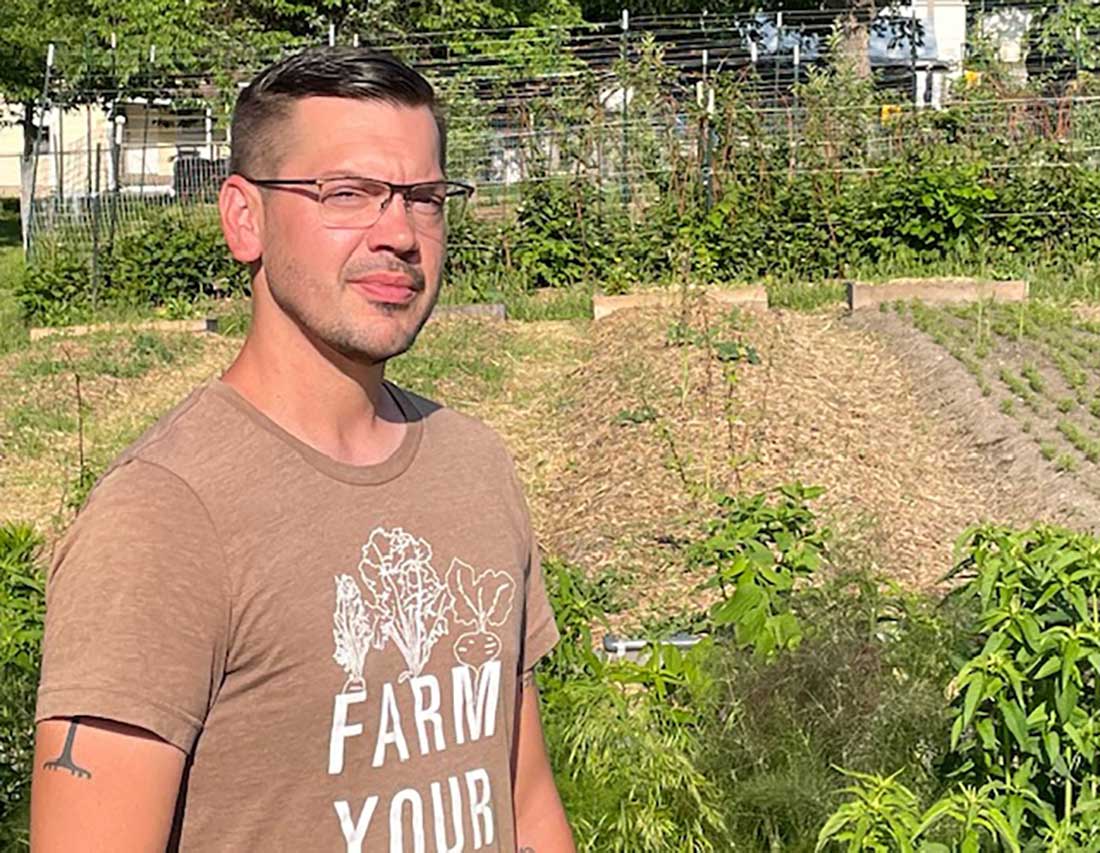 Dustin Cook, manager of the Columbia Urban Veterans Farm