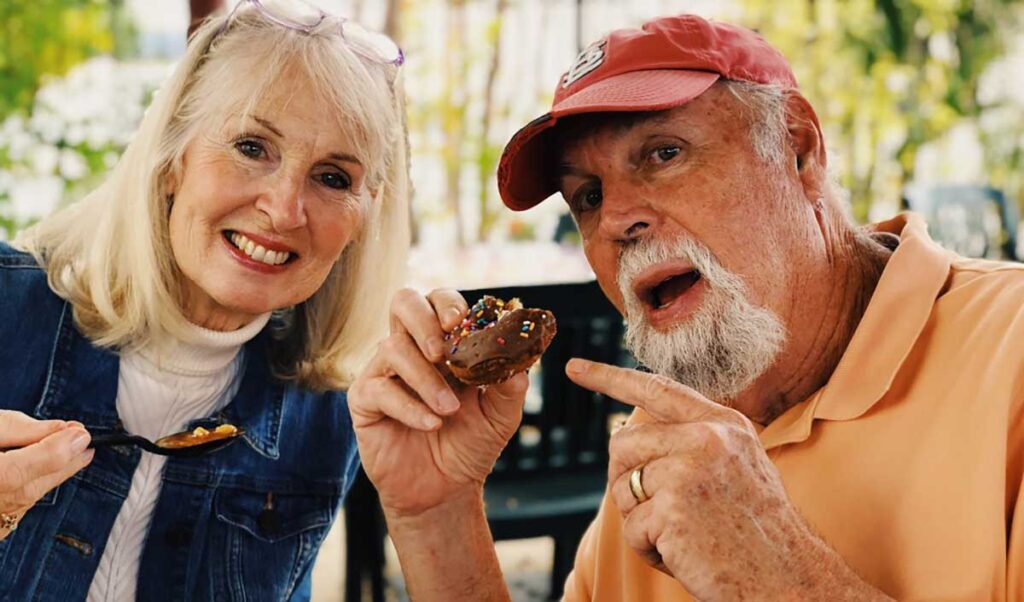 This is Kat and Goose Palan today, shown enjoying sweets during an outing.