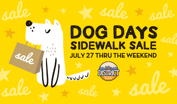 This is the logo promoting the Columbia downtown District's Dog Days Sidewalk Sale.