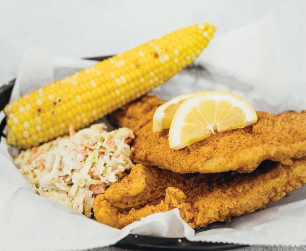 Catfish Coleslaw and Corn on the Cob