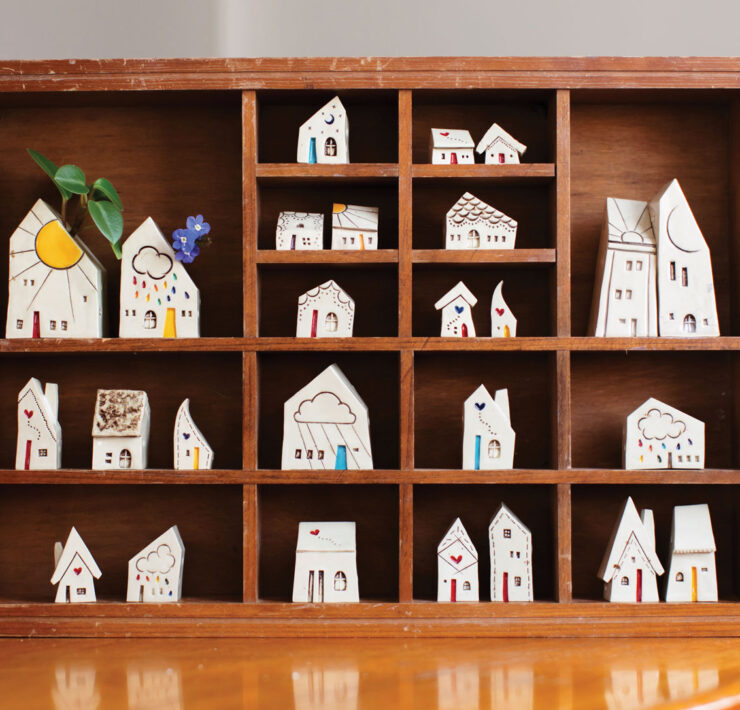 Snowpond Ceramics Houses On Shelf