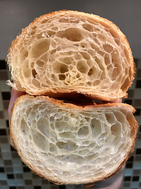 Butter croissant-honeycomb cross-section.