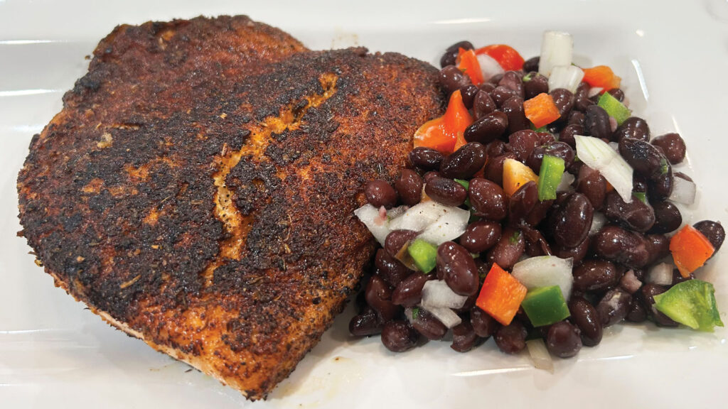 Bronzed Salmon with Black Bean Salsa