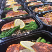 Prepped Meals In To Go Containers Lined Up