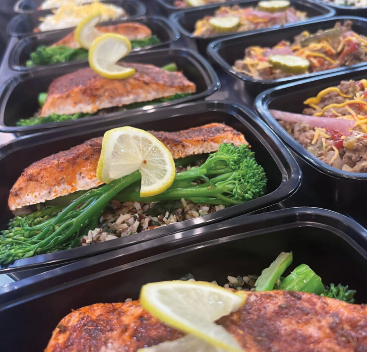 Prepped Meals In To Go Containers Lined Up