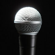 Microphone on black background