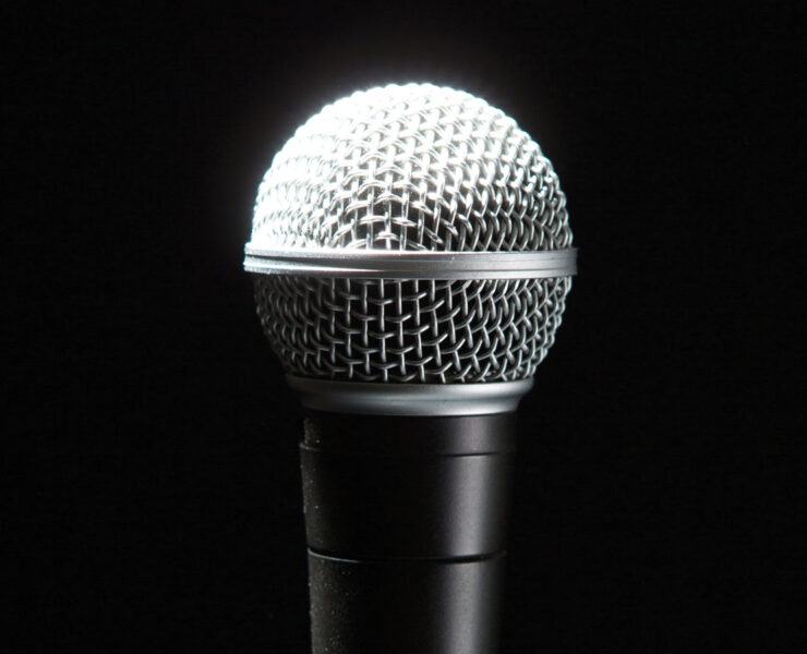 Microphone on black background