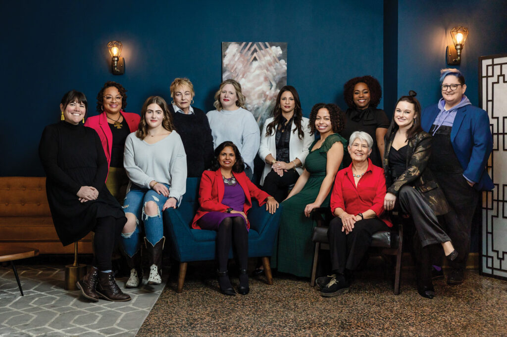 Back row, left to right:  Erica Dickson, Jean Plumley, Rebecca Miller, Elizabeth Herrera, Adonica Coleman, Stacie Pottinger. Front row, left to right: Barbie Banks (Stage Manager), Ellery Miller, Ranjana Hans, Augusta Cooper, Vicky Riback Wilson, and Allie Teagarden (Producer/Director).  Sarah Jane Photography