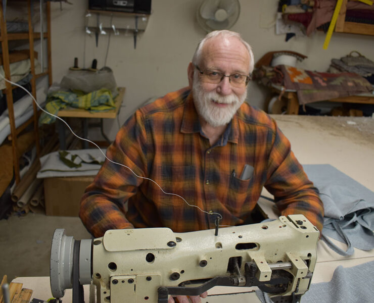 Ralph Terwelp is pictured at his sewing and upholstery area.