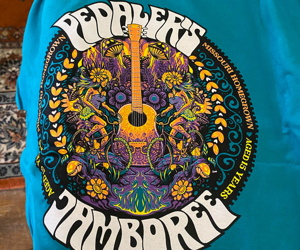 T-shirt with the design for the 15th annual Pedaler's Jamboree.