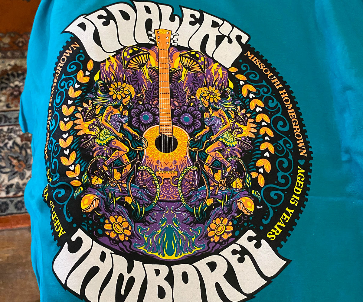 T-shirt with the design for the 15th annual Pedaler's Jamboree.
