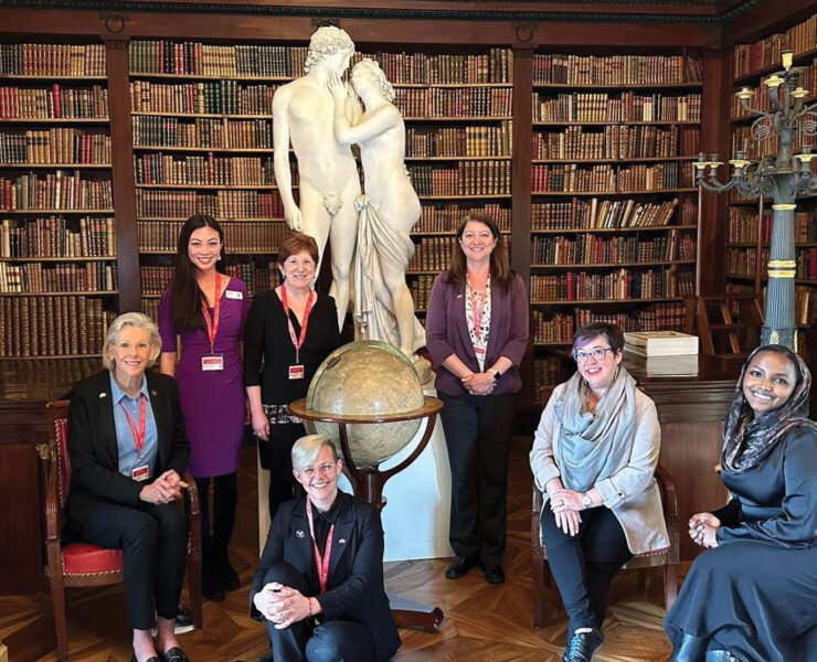 Mayor Buffaloe poses with the U.S. mayors delegation at Villa La Grange, a historical landmark in Geneva, Switzerland.