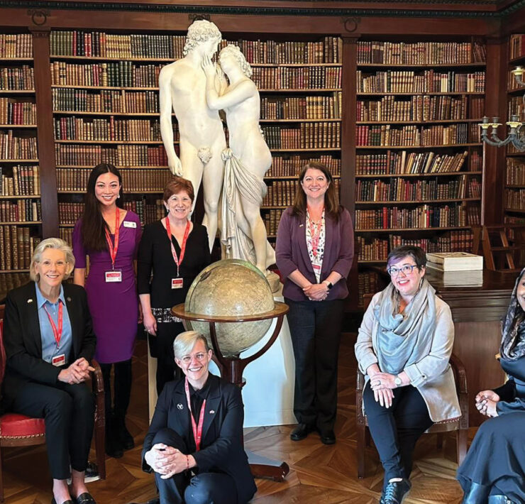 Mayor Buffaloe poses with the U.S. mayors delegation at Villa La Grange, a historical landmark in Geneva, Switzerland.