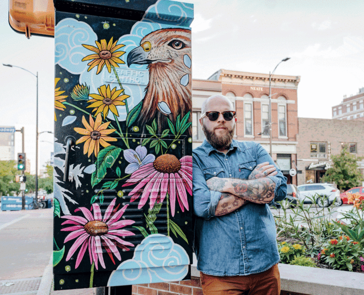 Cody Finley’s artful representation at the corner of Ninth and Broadway pays homage to colorful native plants.