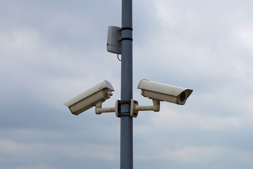 Illustration of video cameras on a pole.