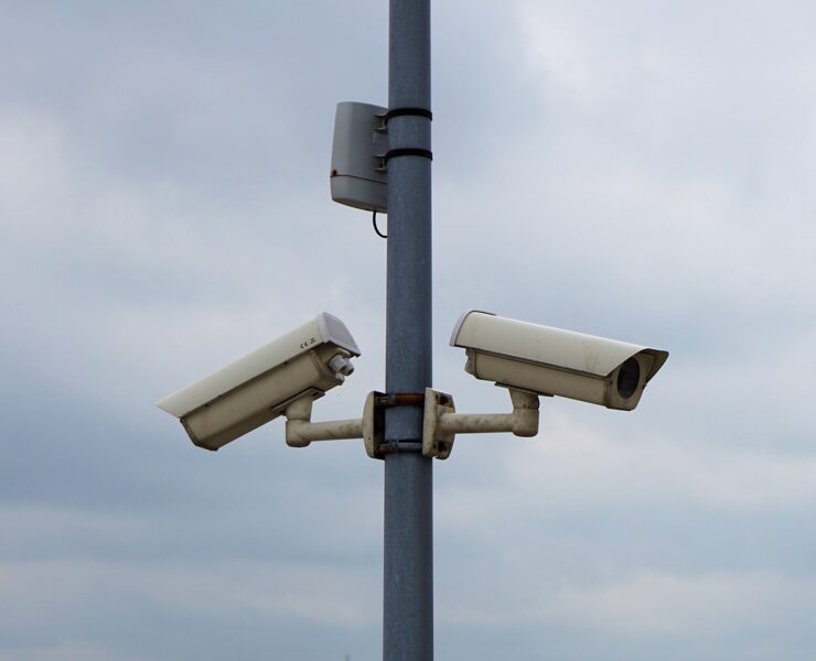 Illustration of video cameras on a pole.