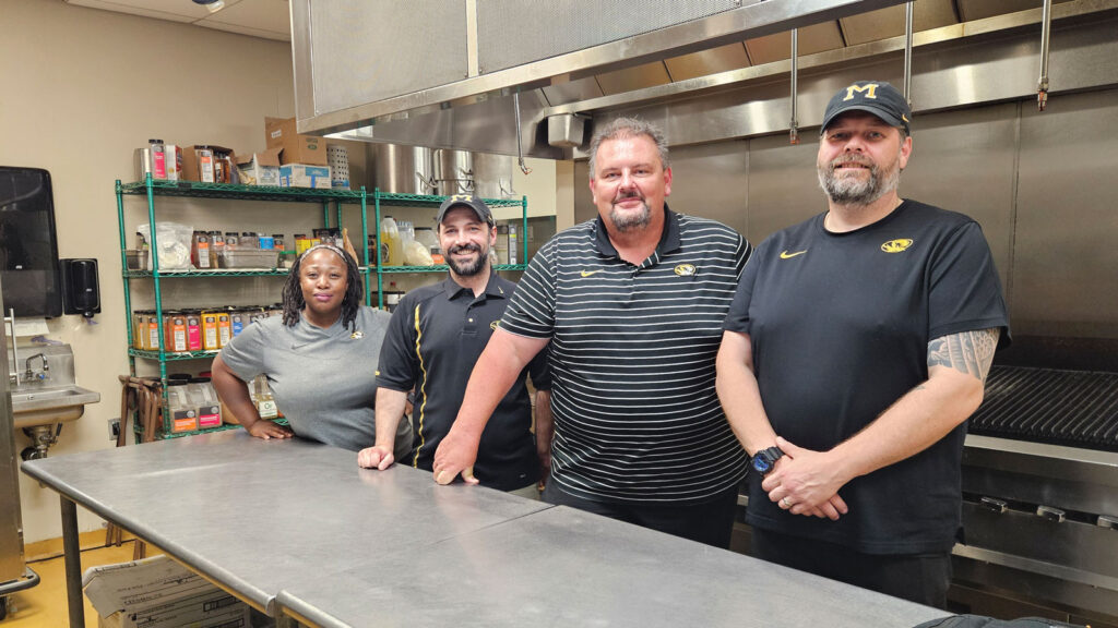 Alan Petersen and crew in the kitchen at MU.