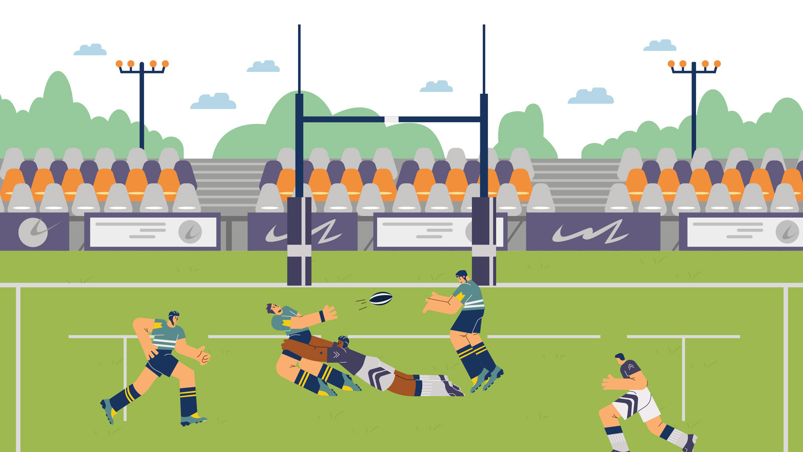 Rugby cartoon illustration