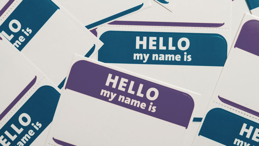 A Pile of 'Hello My Name Is' stickers