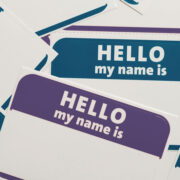 A Pile of 'Hello My Name Is' stickers