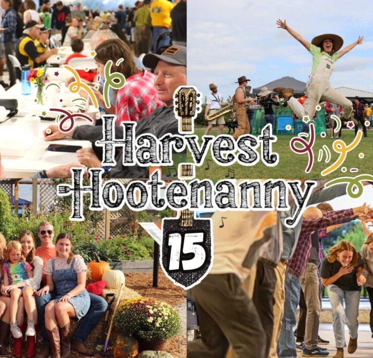 A montage of images illustrates the fun of the annual Harvest Hootenanny.