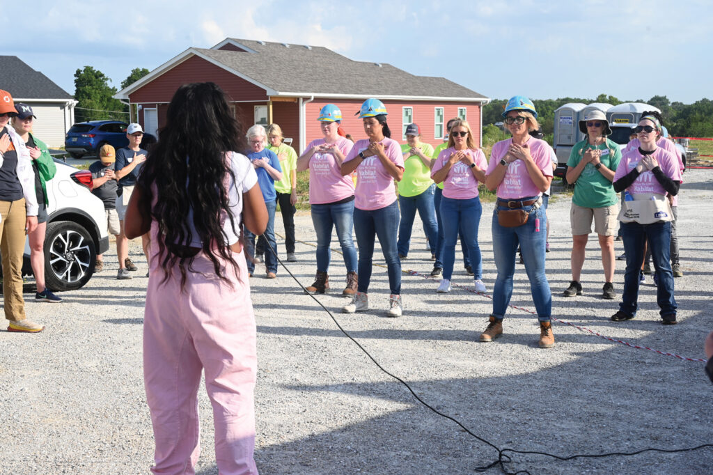 A Group Of Women Take A Moment At The Show Me Central Habitat For Humanity Women Build Event