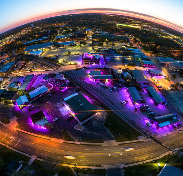 Columbia's Arcade District, seen via a fisheye lens