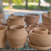 Shelf Of Ceramics Students Creations From Access Arts