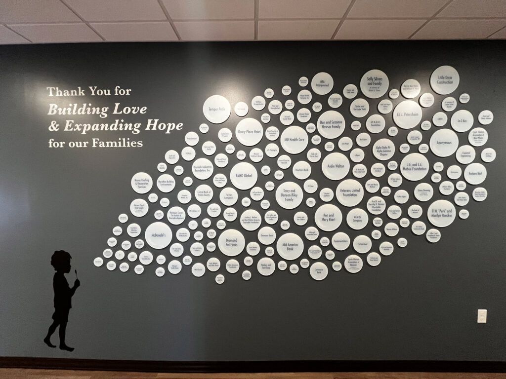 The Donor Wall At The New Ronald Mcdonald House In Columbia Missouri